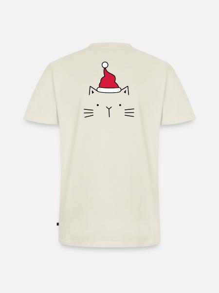 Cat Santa Claus Christmas hat Christmas - Men's Premium Organic T-shirt with V-neck - off white