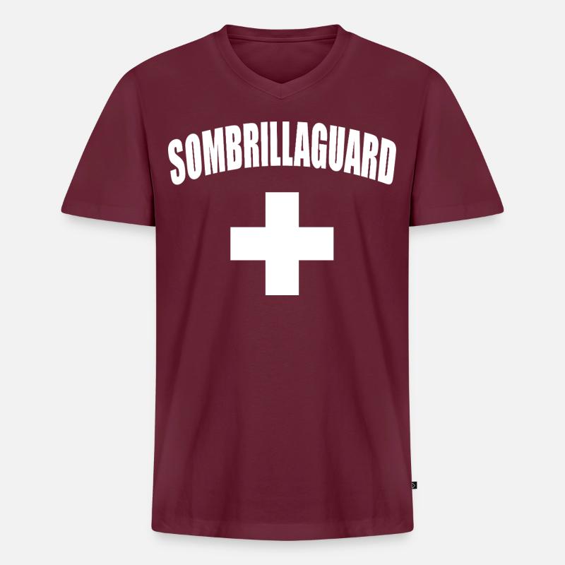 Wachschirm, Rettungsschwimmer - Männer Premium Bio T-Shirt mit V-Ausschnitt - Burgunderrot