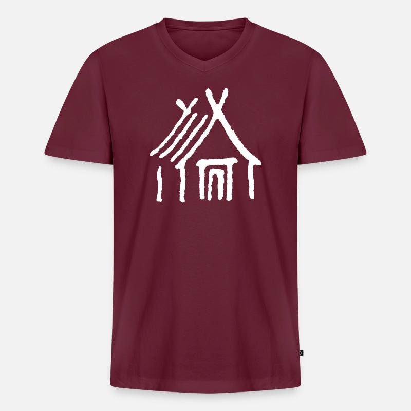Walhalla - Männer Premium Bio T-Shirt mit V-Ausschnitt - Burgunderrot