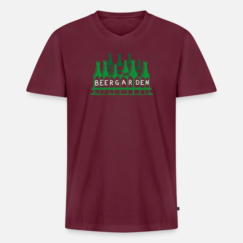 biergarten bier wortspiel biertrinker - Männer Premium Bio T-Shirt mit V-Ausschnitt - Burgunderrot