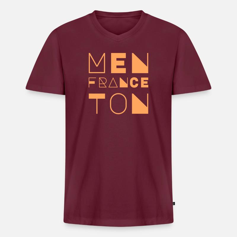 Menton, Frankreich - Männer Premium Bio T-Shirt mit V-Ausschnitt - Burgunderrot