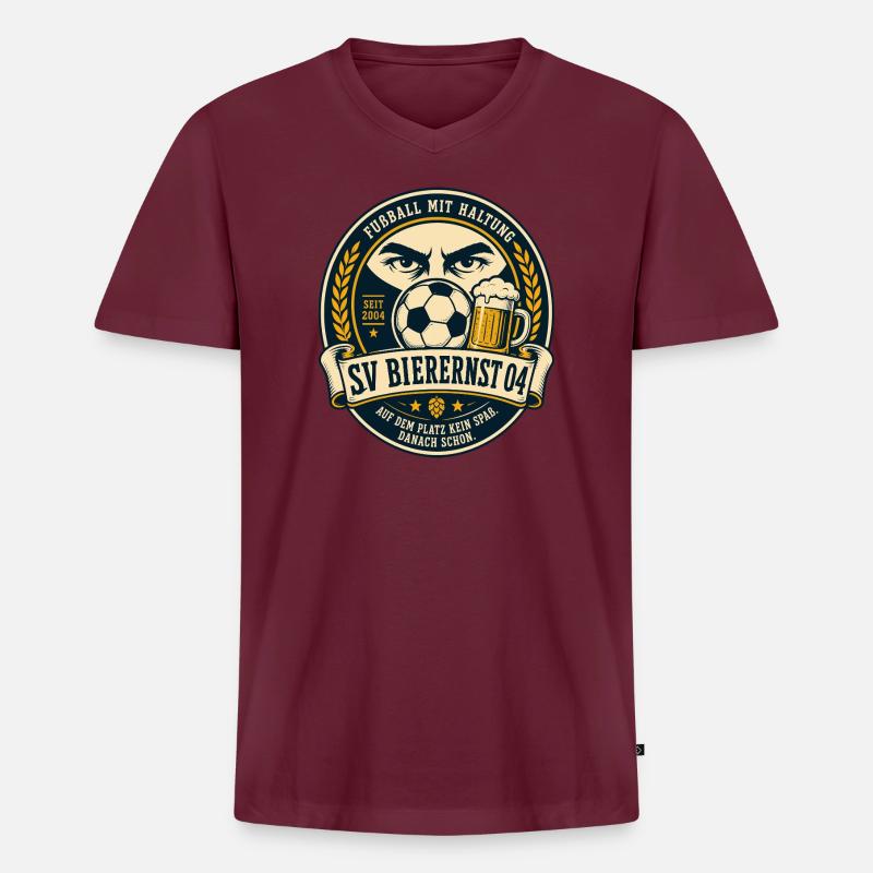 SV Bierernst 04 - Männer Premium Bio T-Shirt mit V-Ausschnitt - Burgunderrot