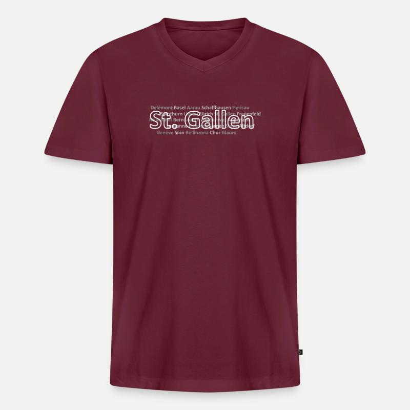 Schweizer Städte St Gallen - Männer Premium Bio T-Shirt mit V-Ausschnitt - Burgunderrot