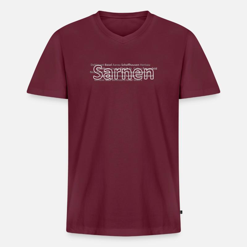 Schweizer Städte Sarnen - Männer Premium Bio T-Shirt mit V-Ausschnitt - Burgunderrot