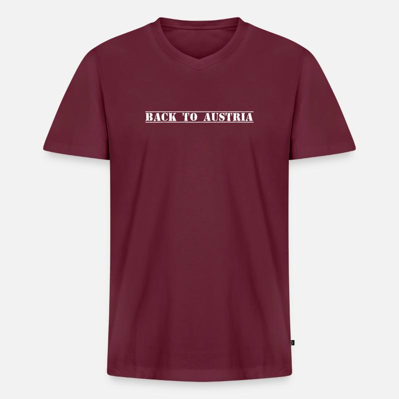 back_to_austria_white - Männer Premium Bio T-Shirt mit V-Ausschnitt - Burgunderrot