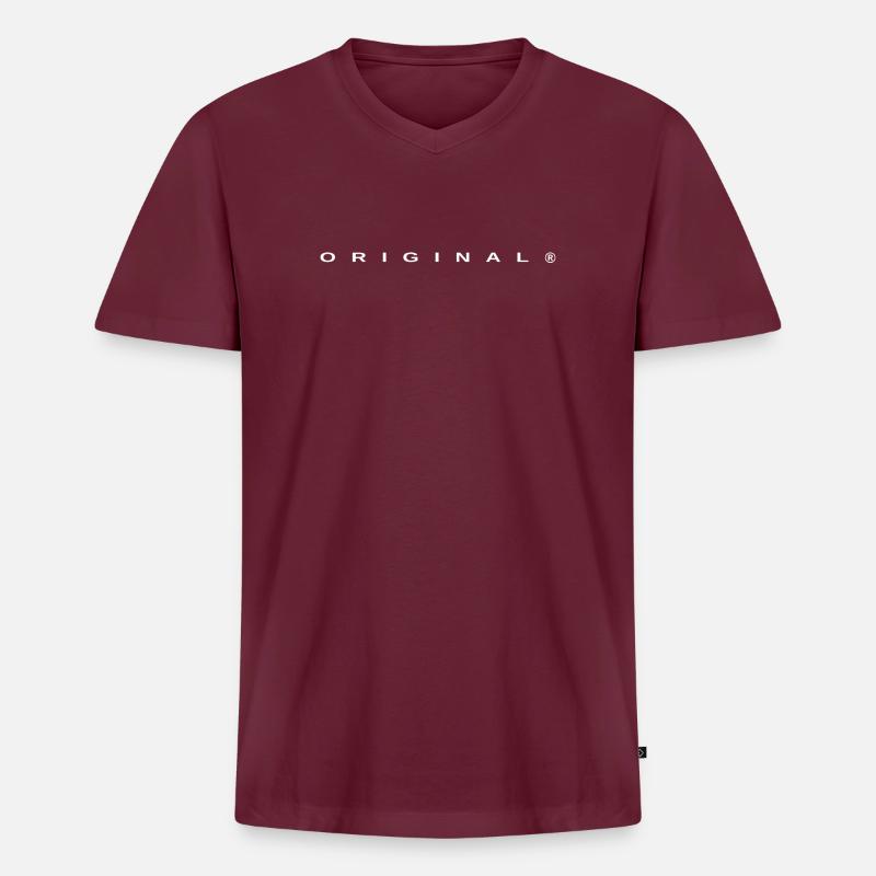 Langue source - T-shirt encolure en V Premium bio Homme - bourgogne