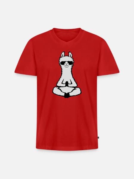 Lama Cool Zen Meditation Sunglasses Relaxed - Men's Premium Organic T-shirt with V-neck - red