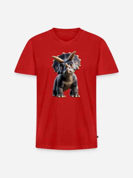 Triceratops Dinosaur Dinos Triceratops Dino - Men's Premium Organic T-shirt with V-neck - red