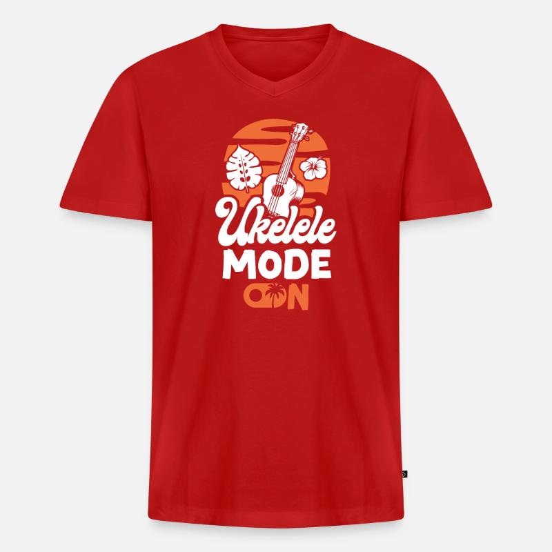 Hawaiian Ukulele Uke Ukulele Mode - Männer Premium Bio T-Shirt mit V-Ausschnitt - Rot
