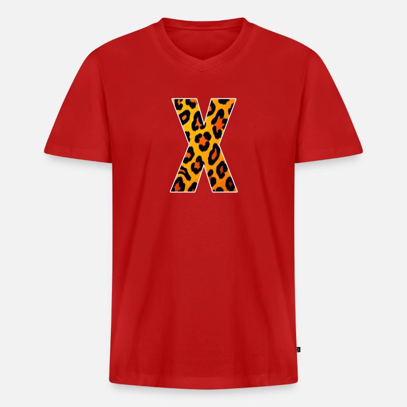 Leopard X Muster - Männer Premium Bio T-Shirt mit V-Ausschnitt - Rot