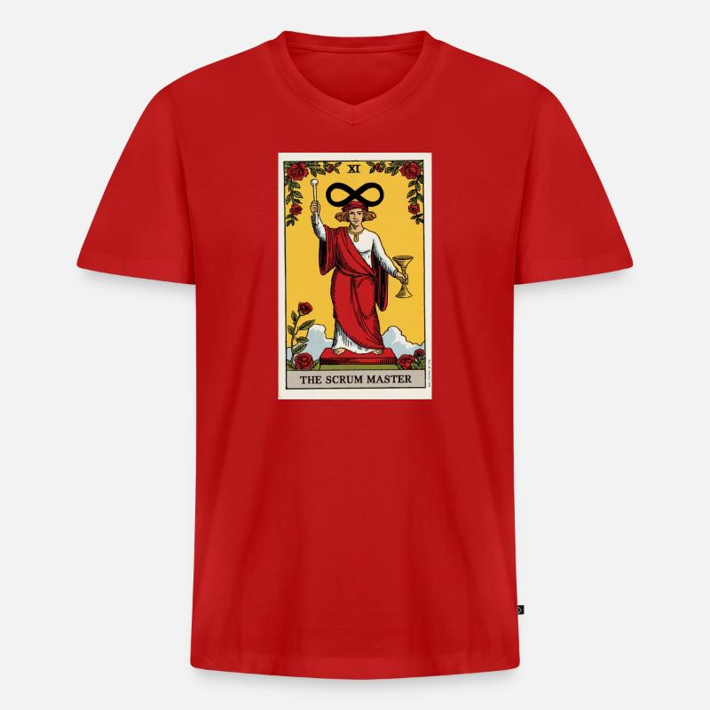 Das Infinity Tarot Scrum Master Design - Männer Premium Bio T-Shirt mit V-Ausschnitt - Rot