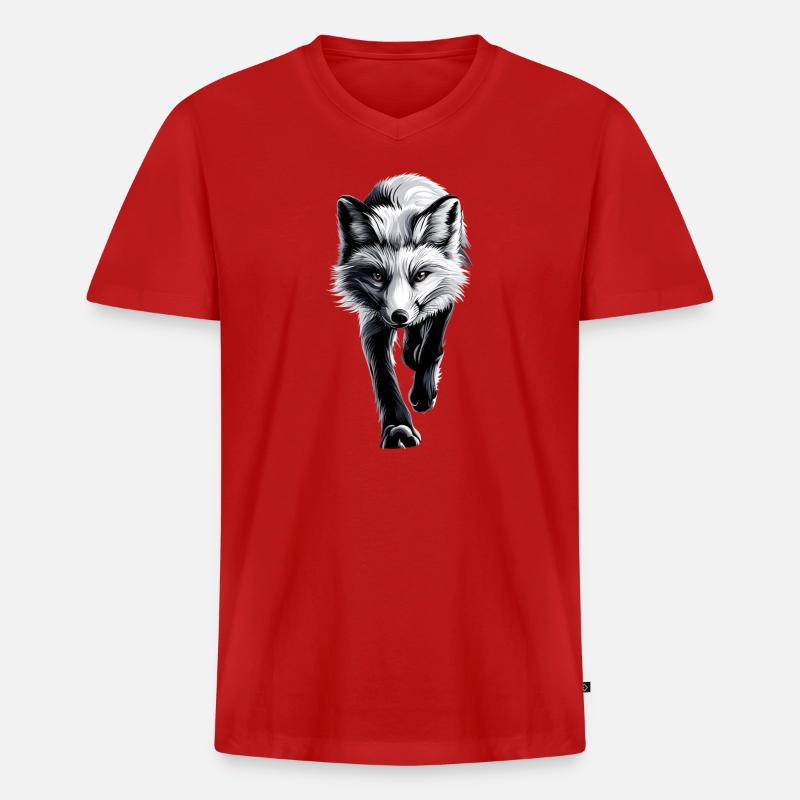 Polarfuchs Schneefuchs Eisfuchs Süßer Weißer Fuchs - Männer Premium Bio T-Shirt mit V-Ausschnitt - Rot