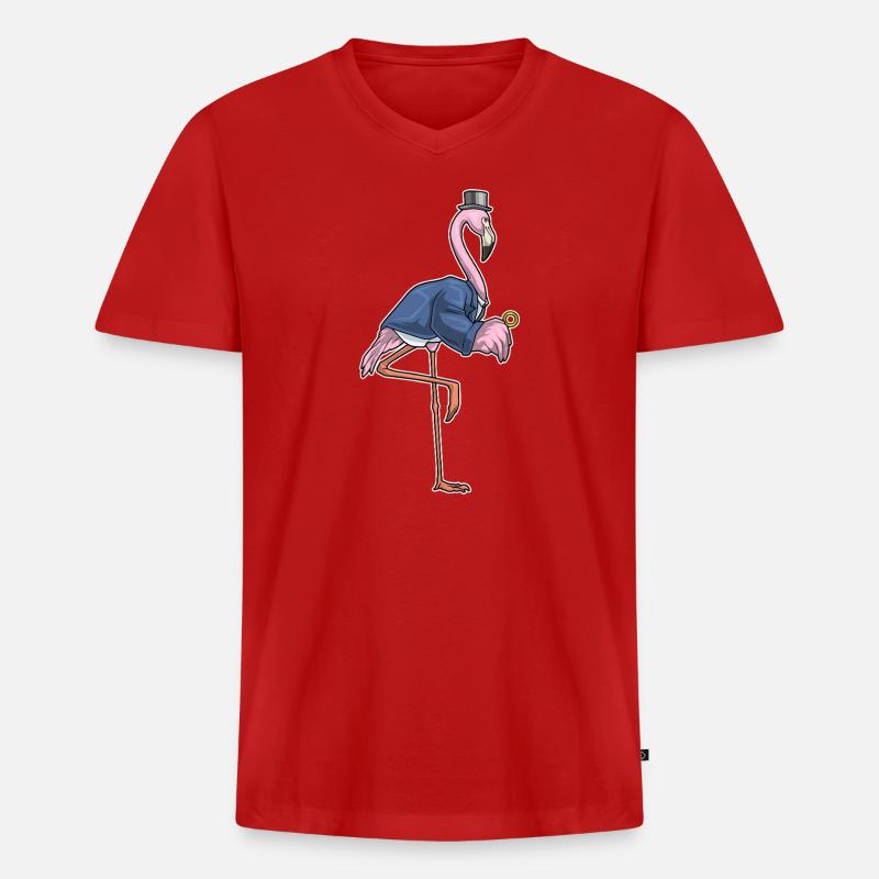 Flamingo Bräutigam Ehering Hochzeit - Männer Premium Bio T-Shirt mit V-Ausschnitt - Rot