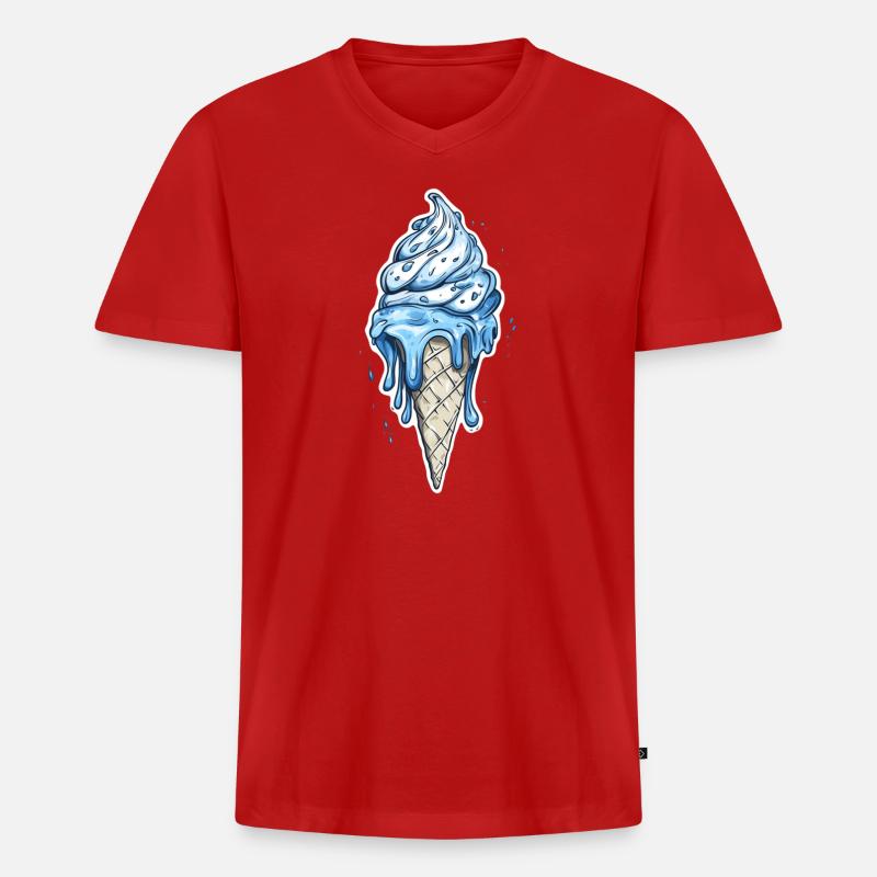 Eiscreme Eis - Männer Premium Bio T-Shirt mit V-Ausschnitt - Rot