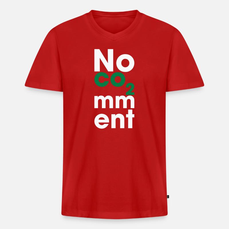 No CO2 Comment – Saubere Energie Statement - Männer Premium Bio T-Shirt mit V-Ausschnitt - Rot
