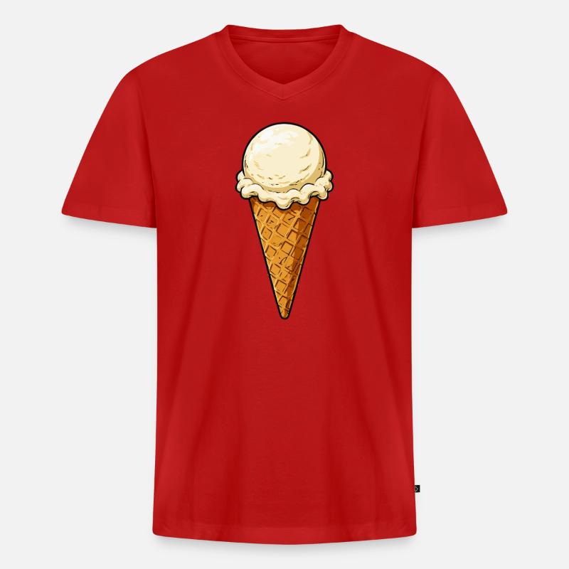 Vanille Eis Kugel - Männer Premium Bio T-Shirt mit V-Ausschnitt - Rot
