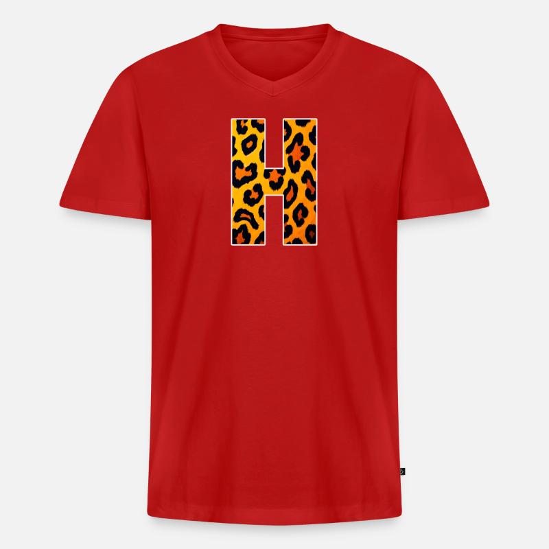 Leopard Print HForm - Männer Premium Bio T-Shirt mit V-Ausschnitt - Rot
