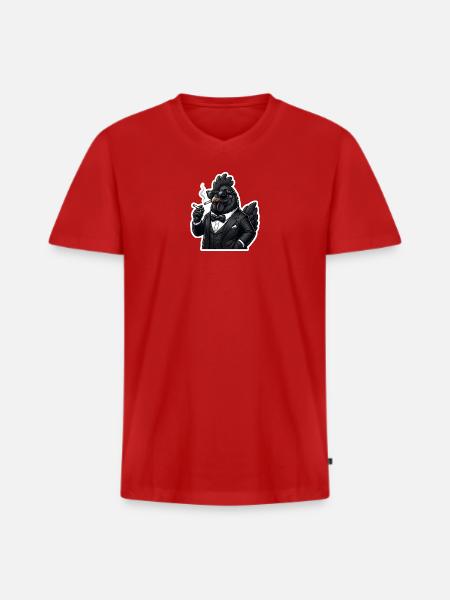 Zigarrenhähnchen im Smoking - Männer Premium Bio T-Shirt mit V-Ausschnitt - Rot