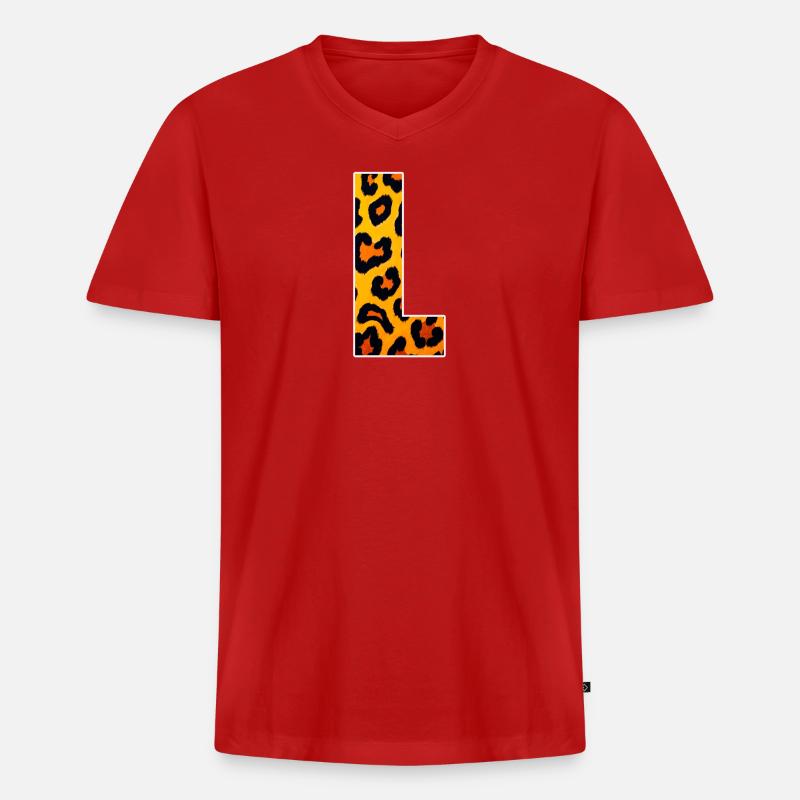Leopard Print Eckdesign - Männer Premium Bio T-Shirt mit V-Ausschnitt - Rot