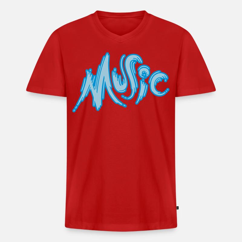Music - Männer Premium Bio T-Shirt mit V-Ausschnitt - Rot
