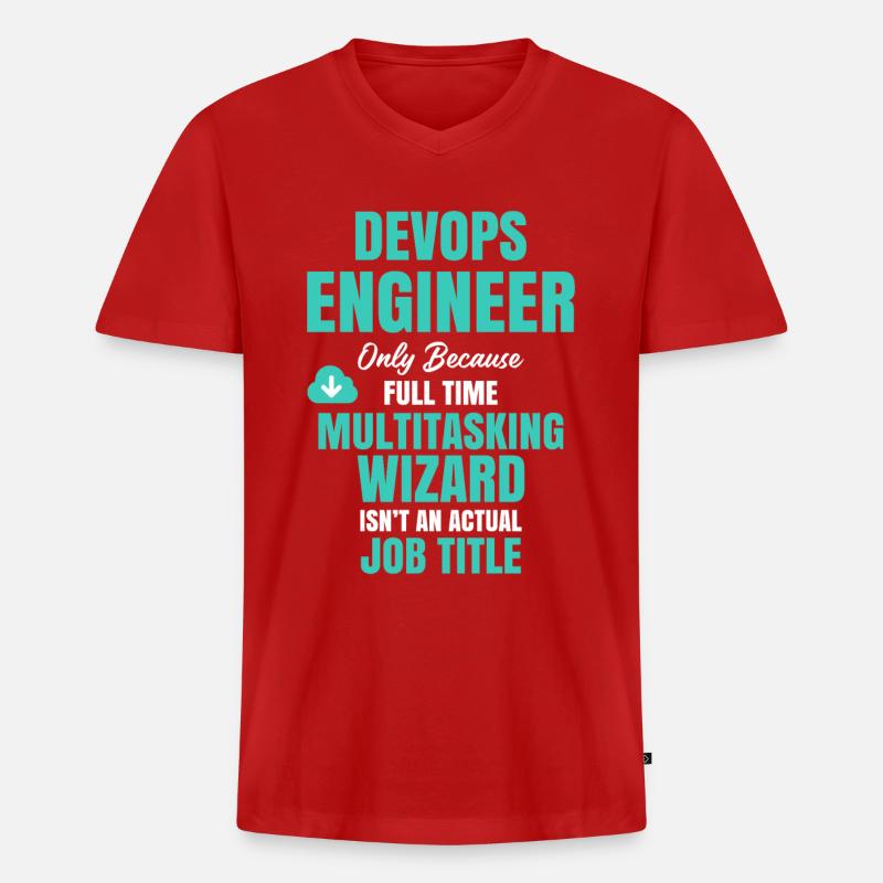 DevOps Engineer Multitasking Wizard - Men's Premium Organic T-shirt with V-neck - red