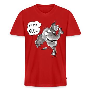 Drolliger Elefant Tiermotiv Wildtier Elefanten - Männer Premium Bio T-Shirt mit V-Ausschnitt - Rot - Vorne - Nico (187cm)