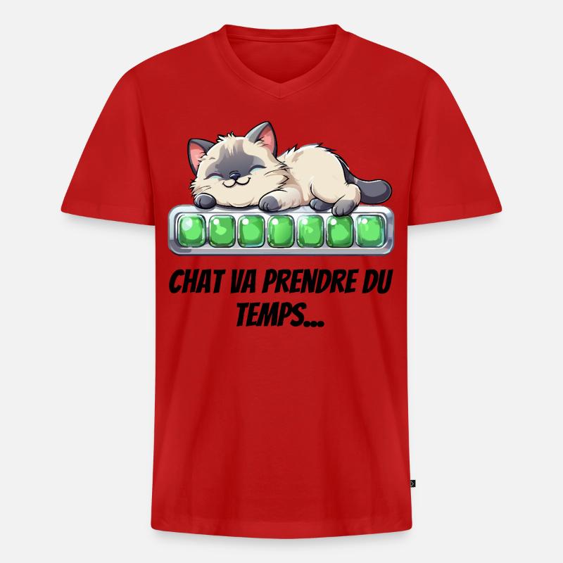 Katze wird Zeit brauchen - süßes Kätzchen - Männer Premium Bio T-Shirt mit V-Ausschnitt - Rot