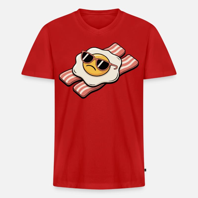 Bacon and egg - Breakfast Breakdown - Männer Premium Bio T-Shirt mit V-Ausschnitt - Rot