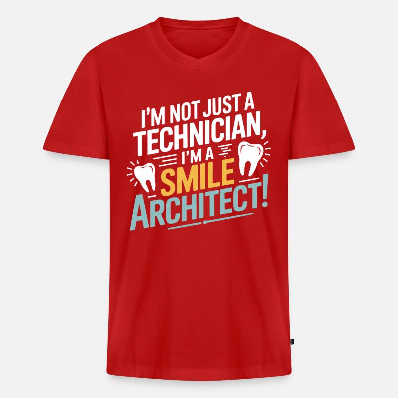 Zahntechniker Einzelkrone - Männer Premium Bio T-Shirt mit V-Ausschnitt - Rot