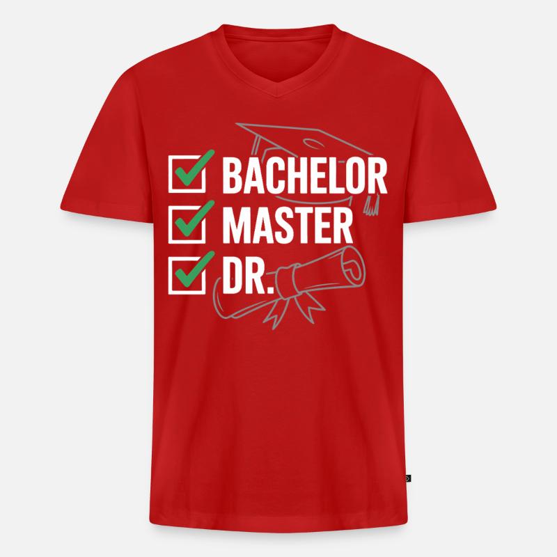 Abschlussbanner Bachelor Master Dr - Männer Premium Bio T-Shirt mit V-Ausschnitt - Rot