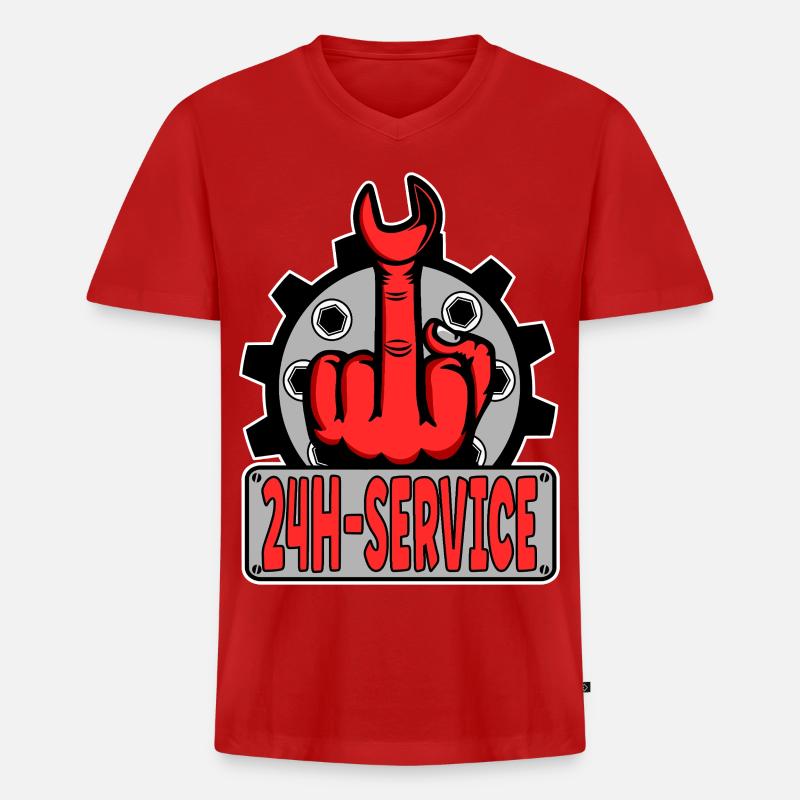 Mittelfinger Stinkerfinger 24h Service Design Rot - Männer Premium Bio T-Shirt mit V-Ausschnitt - Rot