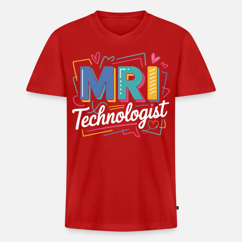 MRI Technologist Farbexplosion - Männer Premium Bio T-Shirt mit V-Ausschnitt - Rot