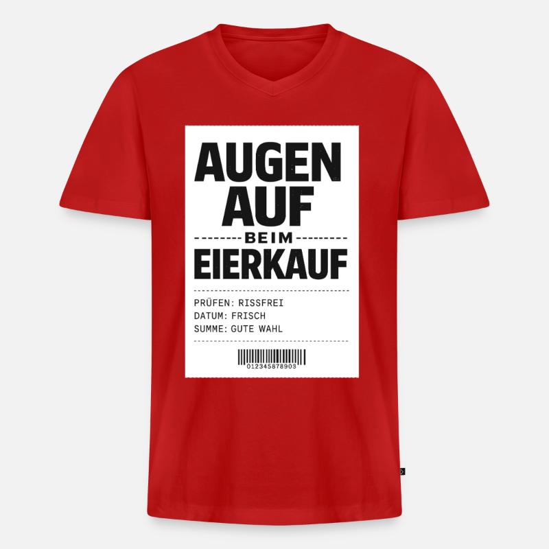 Augen auf beim Eierkauf - Männer Premium Bio T-Shirt mit V-Ausschnitt - Rot