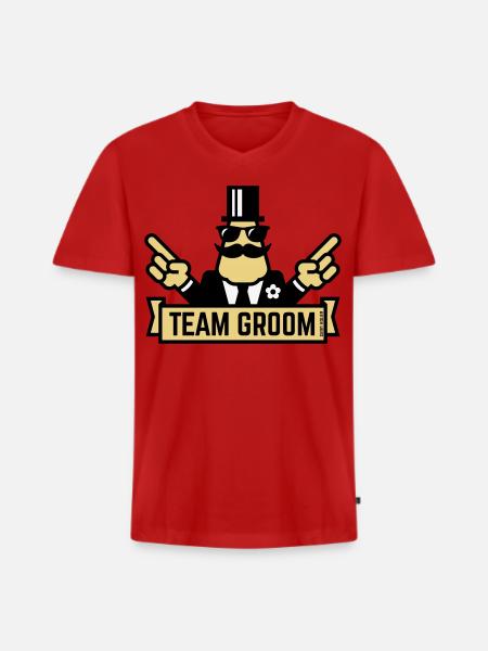 Team Groom (Pointing Stag Night Bachelor Party 3C) - Men's Premium Organic T-shirt with V-neck - red