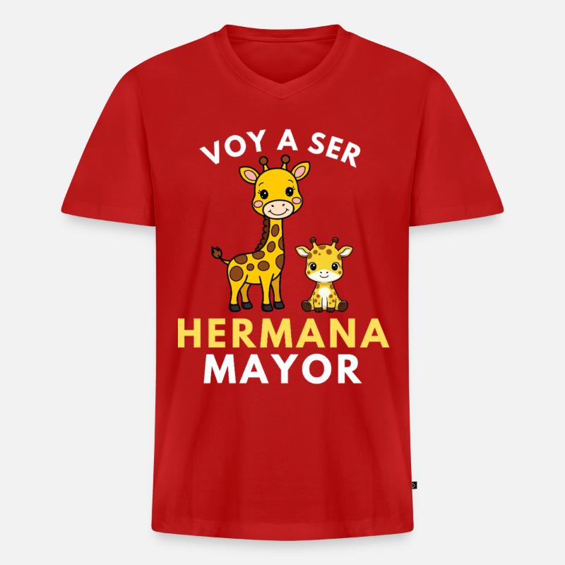 Ich werde eine große Schwester - Männer Premium Bio T-Shirt mit V-Ausschnitt - Rot