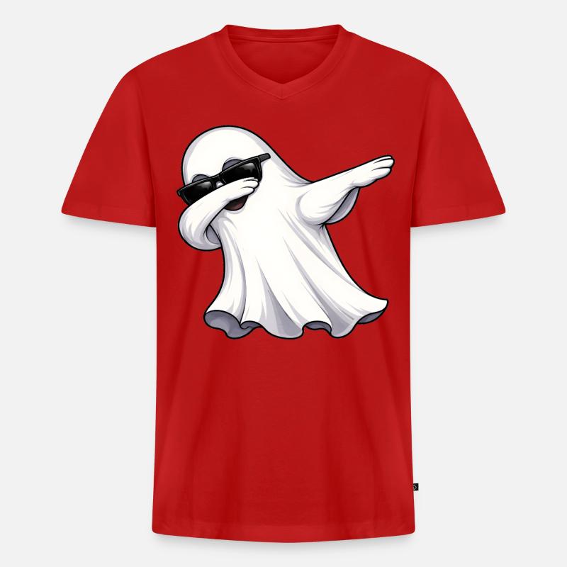 Dabbing Geist - Männer Premium Bio T-Shirt mit V-Ausschnitt - Rot