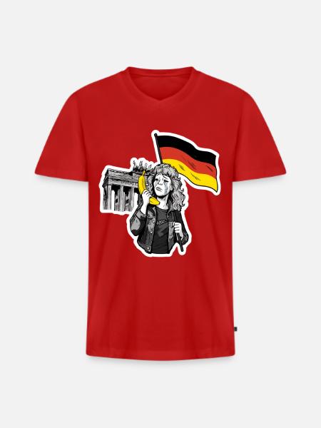 Berlin Melancholie mit Banane - Männer Premium Bio T-Shirt mit V-Ausschnitt - Rot
