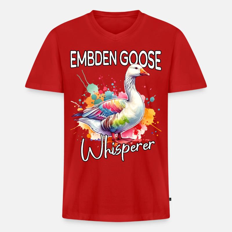 Emdengans Flüsterer - Männer Premium Bio T-Shirt mit V-Ausschnitt - Rot