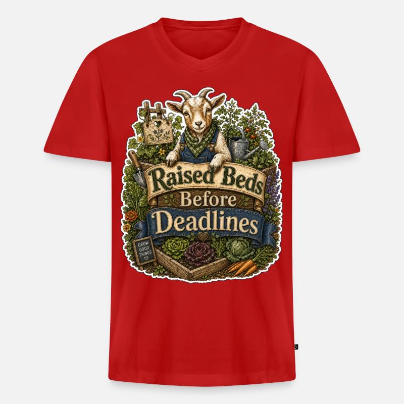 Raised Beds Before Deadlines - Männer Premium Bio T-Shirt mit V-Ausschnitt - Rot