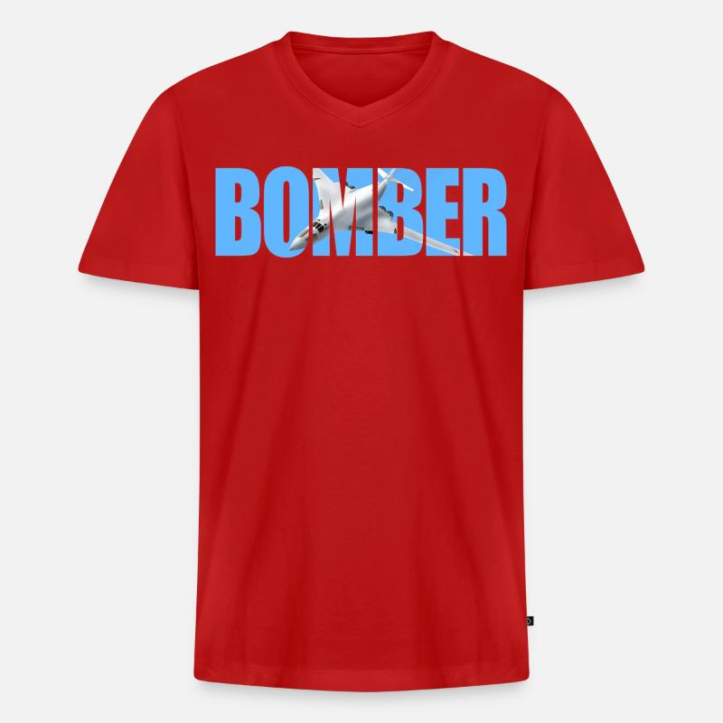Bomber Tu-160 - Männer Premium Bio T-Shirt mit V-Ausschnitt - Rot