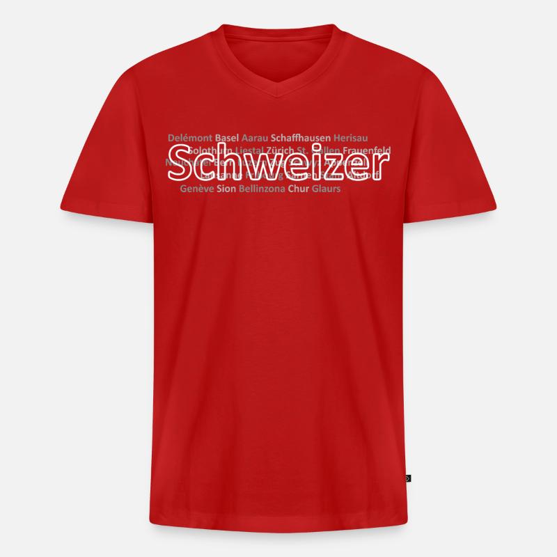 Schweizer Städte Schweizer - Männer Premium Bio T-Shirt mit V-Ausschnitt - Rot