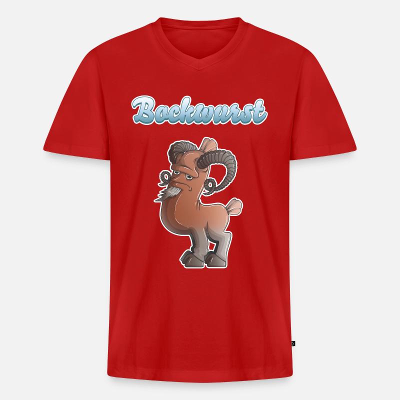 Bockwurst - Männer Premium Bio T-Shirt mit V-Ausschnitt - Rot