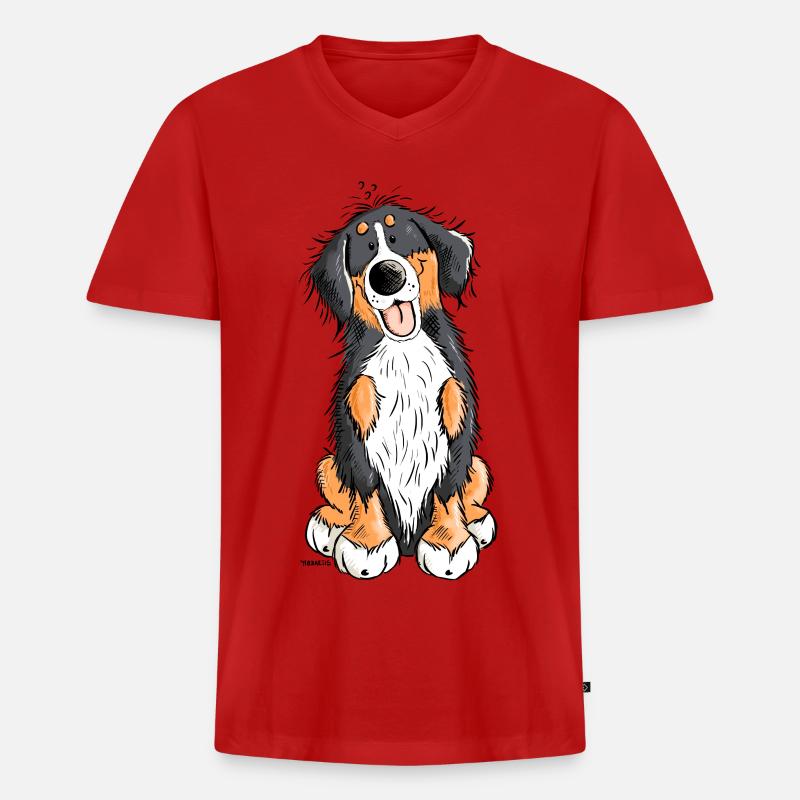 Berner Sennenhund mach Platz - Männer Premium Bio T-Shirt mit V-Ausschnitt - Rot