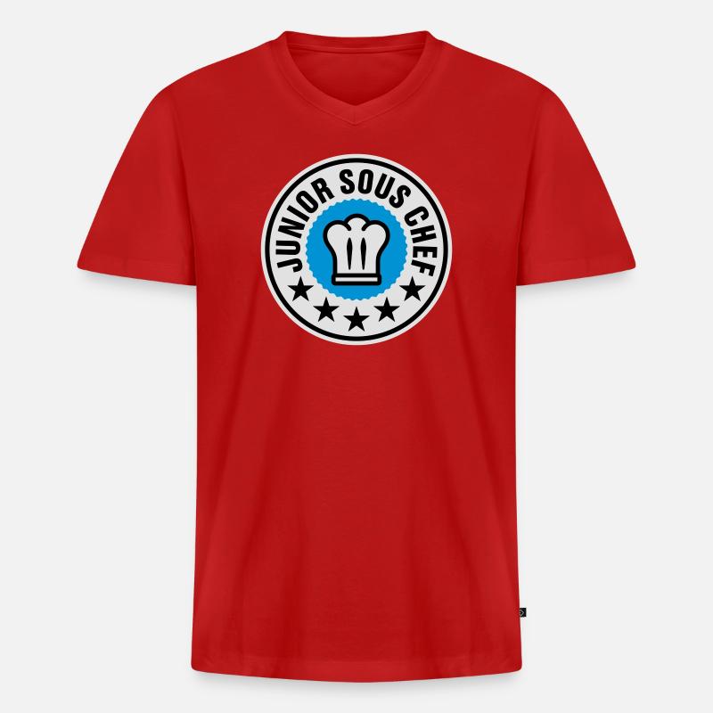 Junior Sous Chef - Männer Premium Bio T-Shirt mit V-Ausschnitt - Rot