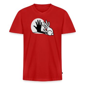 Hand Schattenspiel kaninchen Schattentheater - Männer Premium Bio T-Shirt mit V-Ausschnitt - Rot - Vorne - Nico (187cm)
