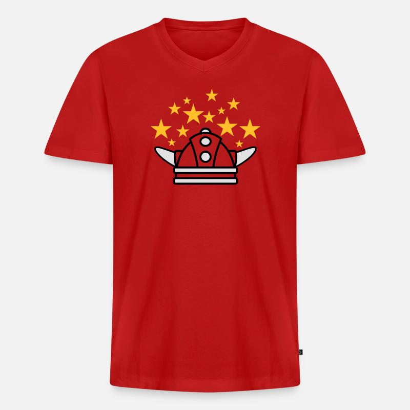 Wikinger Helm Idee - Männer Premium Bio T-Shirt mit V-Ausschnitt - Rot