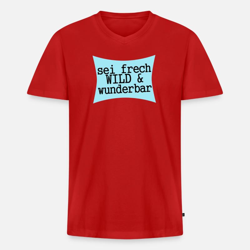 sei frech wild & wunderbar - Männer Premium Bio T-Shirt mit V-Ausschnitt - Rot