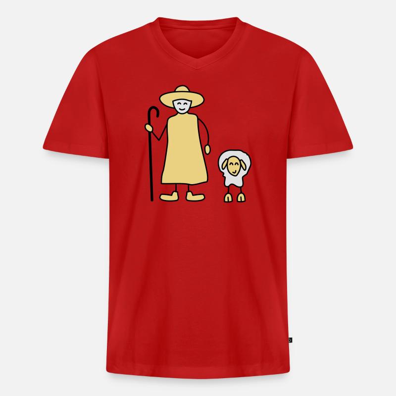 schaefer schafe tier beruf - Männer Premium Bio T-Shirt mit V-Ausschnitt - Rot