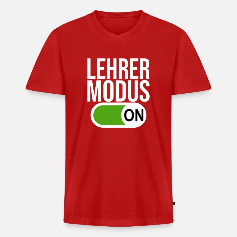 Lehrer Modus (weiß) - Männer Premium Bio T-Shirt mit V-Ausschnitt - Rot