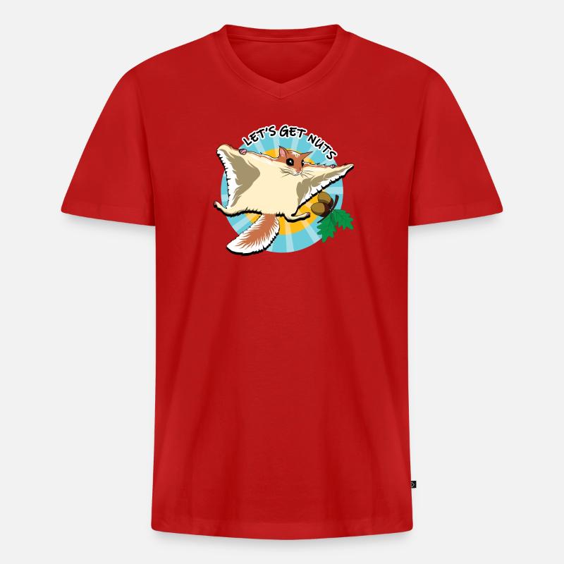 Fliegendes Eichhörnchen - Let es Get Nuts - Männer Premium Bio T-Shirt mit V-Ausschnitt - Rot